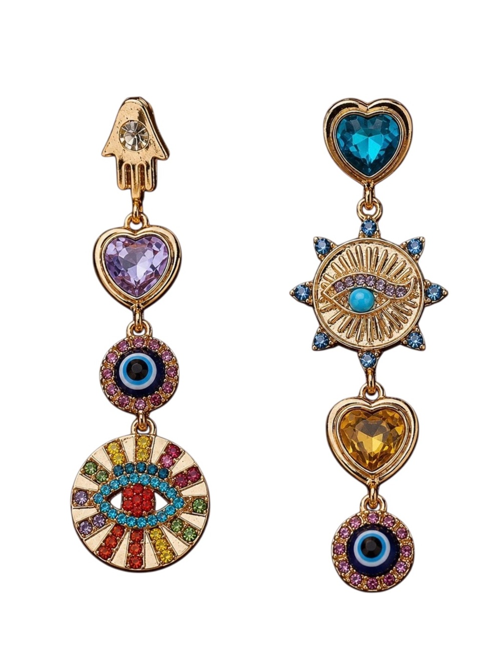 Evil Eye Linear Earrings